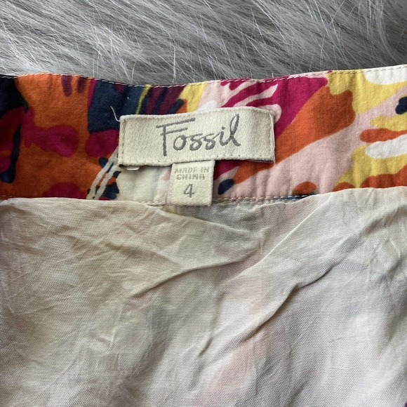 Fossil Women’s Size 4 Floral Mini Skirt Button Front Pockets Lined Elastic Waist - Picture 4 of 8
